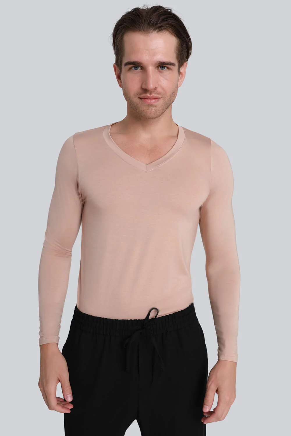 Longsleeve Mr Invisible V-neck Cappuccino - Image 3