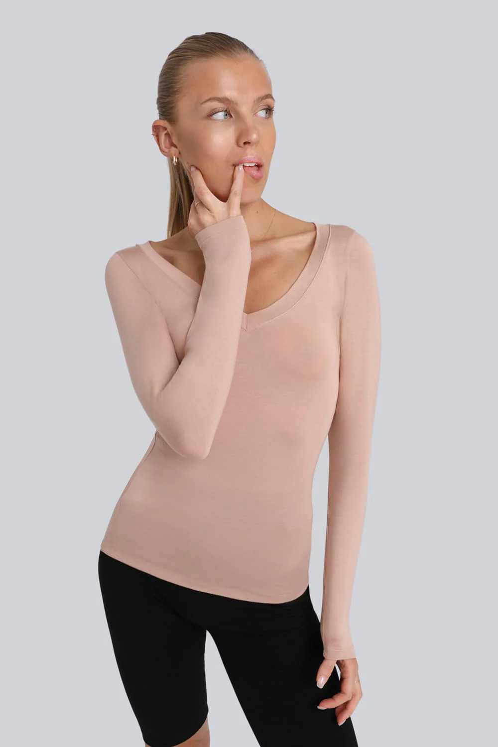 Longsleeve Miss invisible V-neck Cappuccino - Image 2
