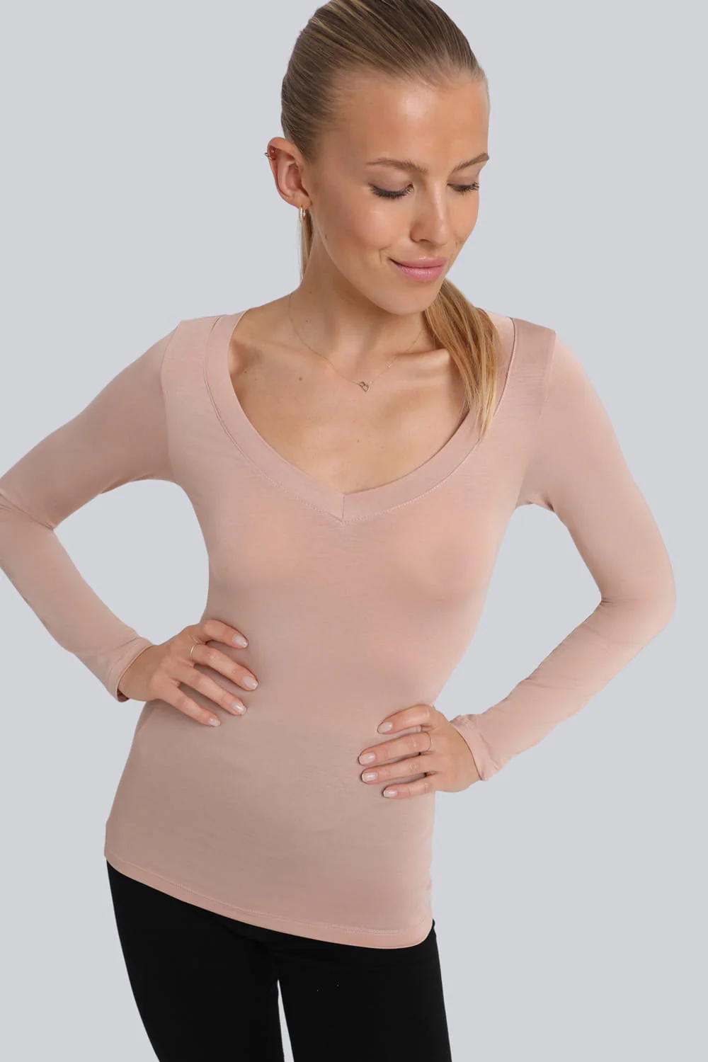 Longsleeve Miss invisible V-neck Cappuccino - Image 5