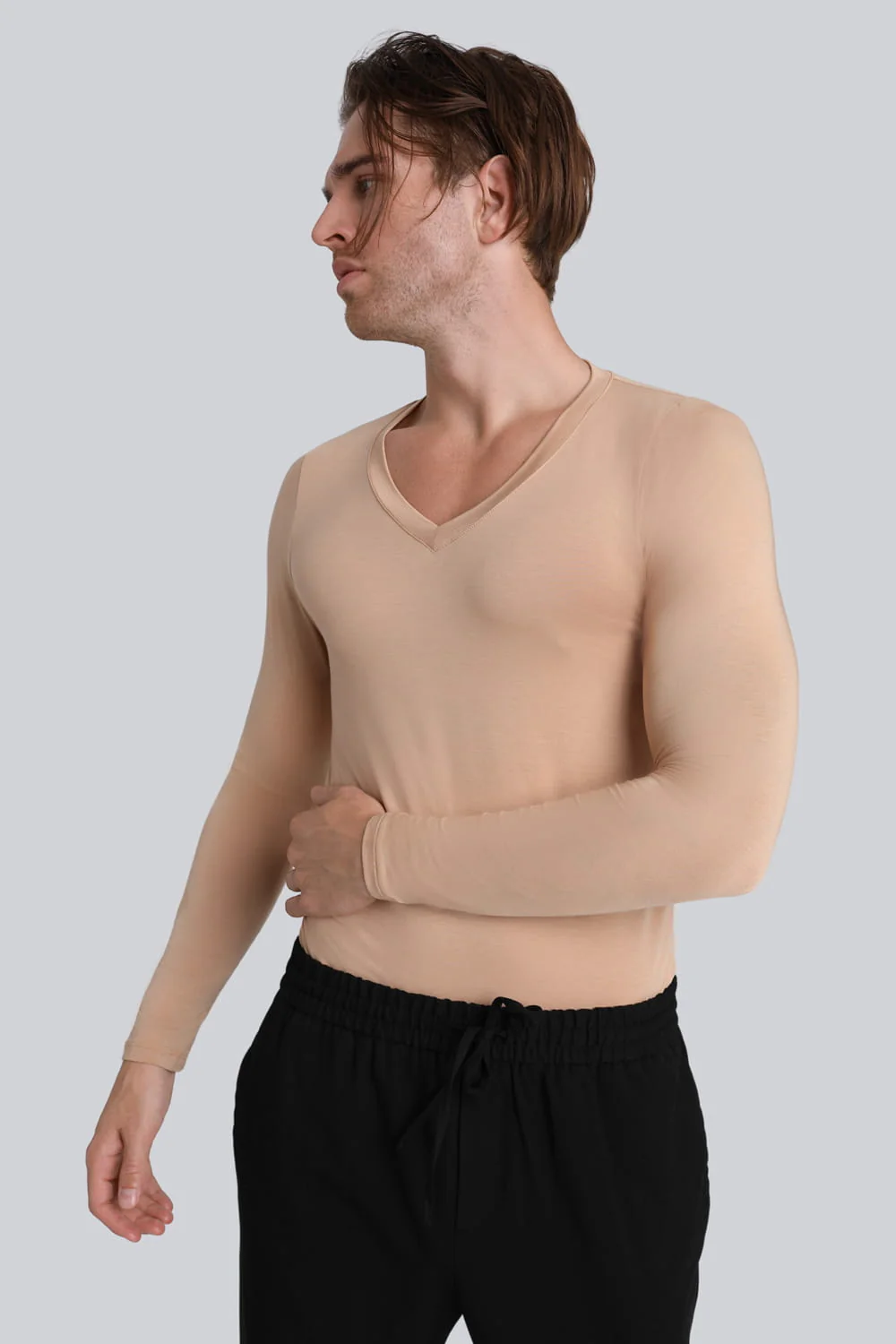 Longsleeve Mr Invisible V-neck Nude - Image 6