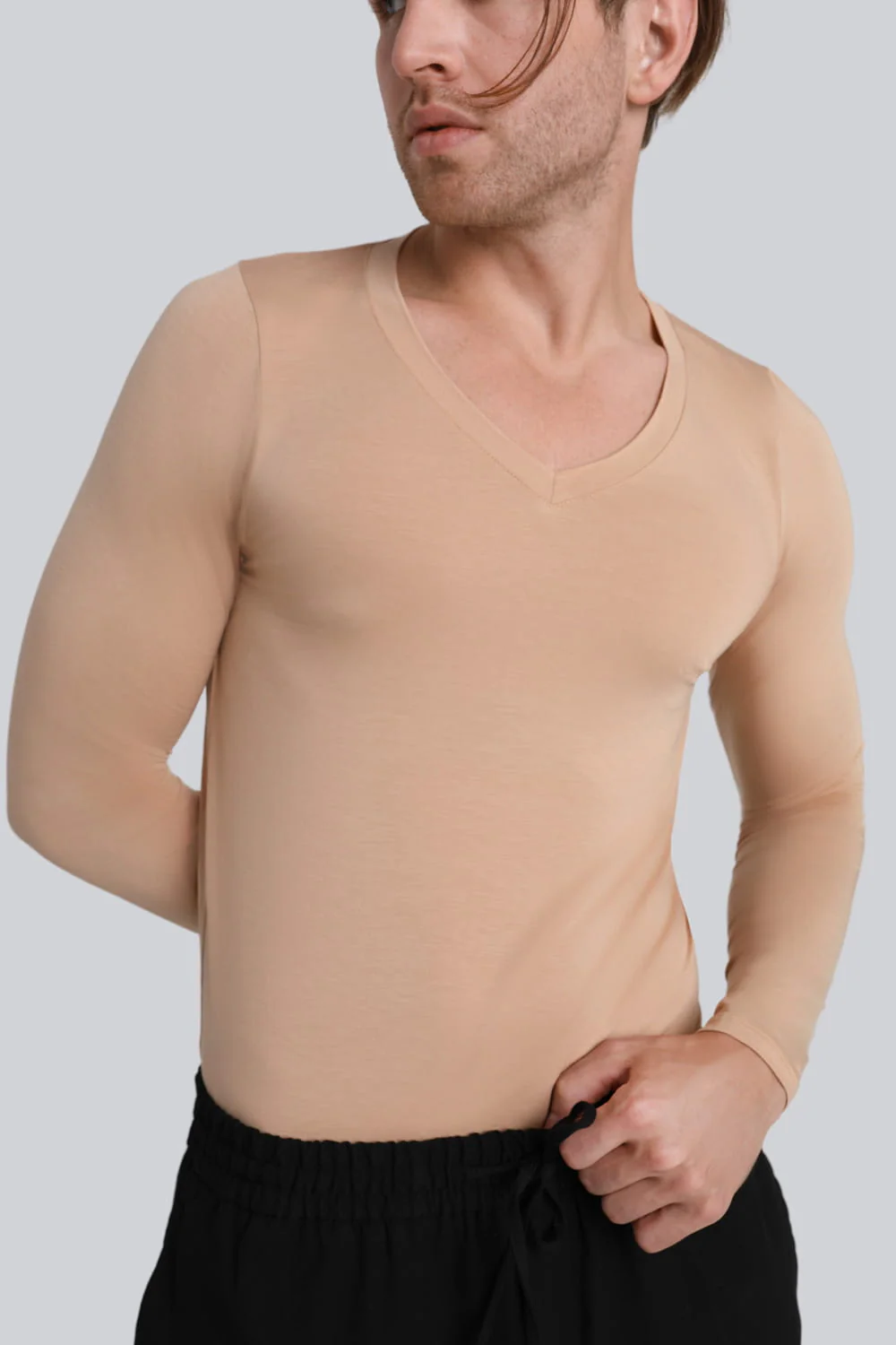 Longsleeve Mr Invisible V-neck Nude - Image 8