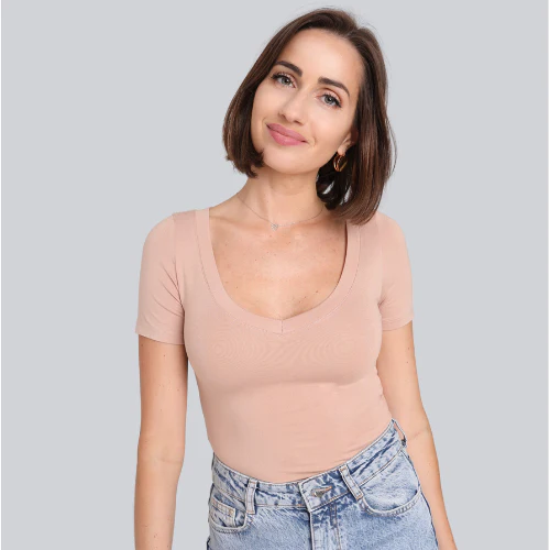 T-shirt Miss Invisible V-neck Cappuccino - Image 9