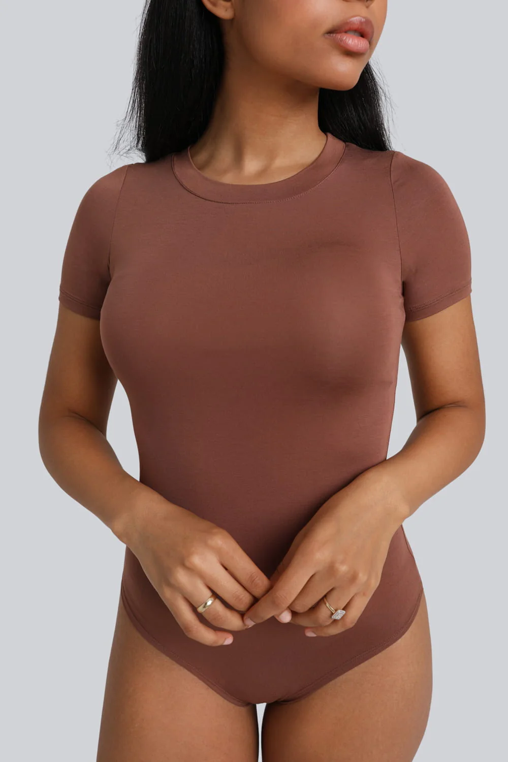 Body Miss Invisible Shortsleeve C-neck Chocolate - Image 3