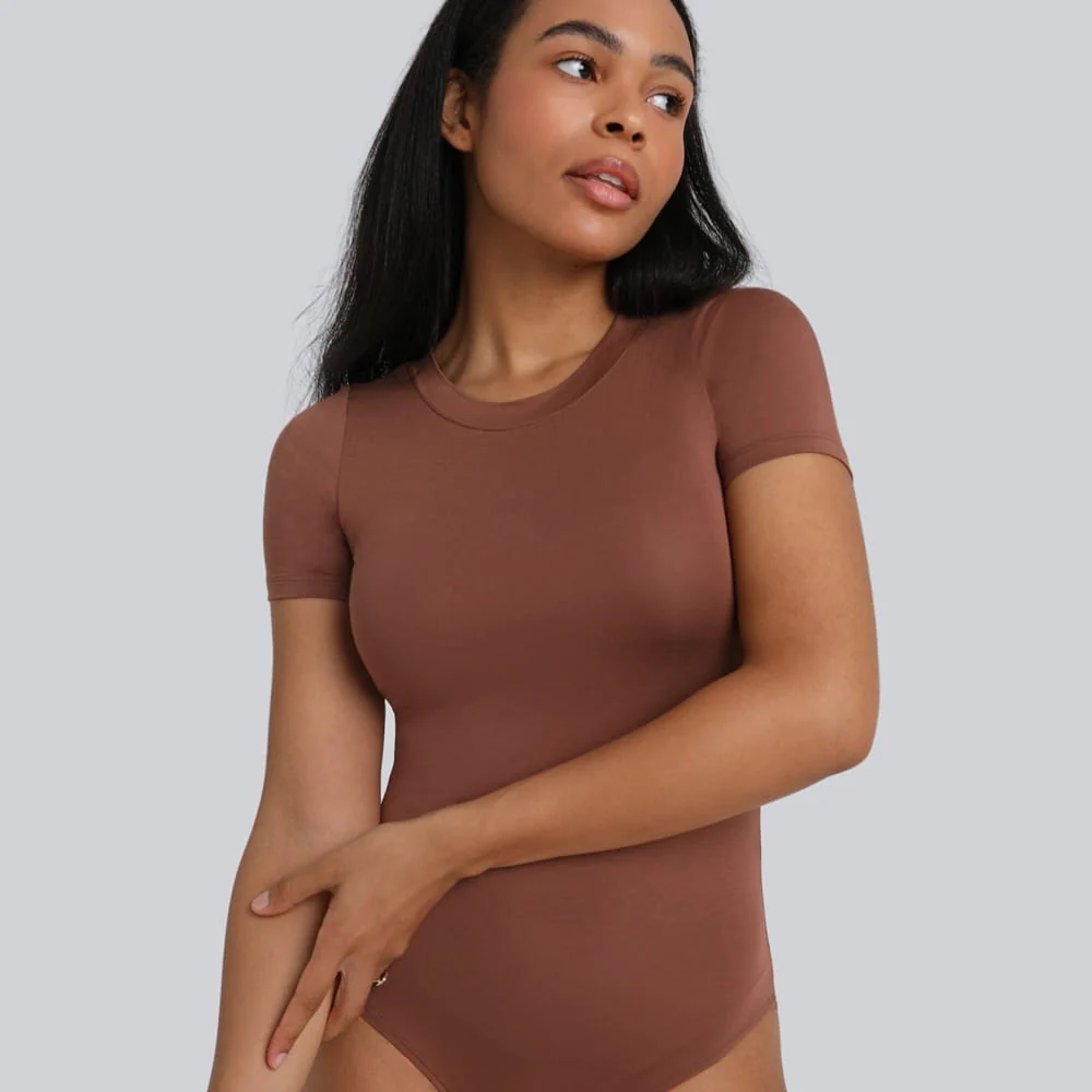 Body Miss Invisible Shortsleeve C-neck Chocolate - Image 7