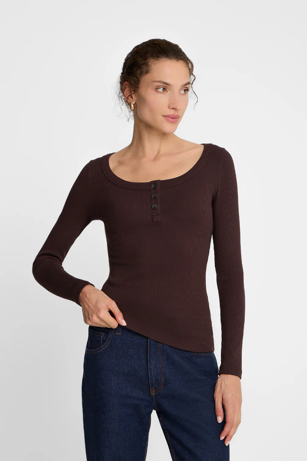 Longsleeve Miss Henley Dark Chocolate - Image 4