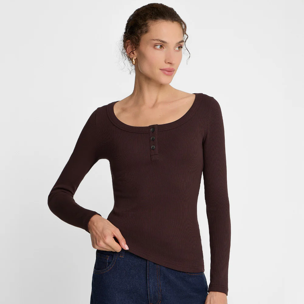 Longsleeve Miss Henley Dark Chocolate - Image 8