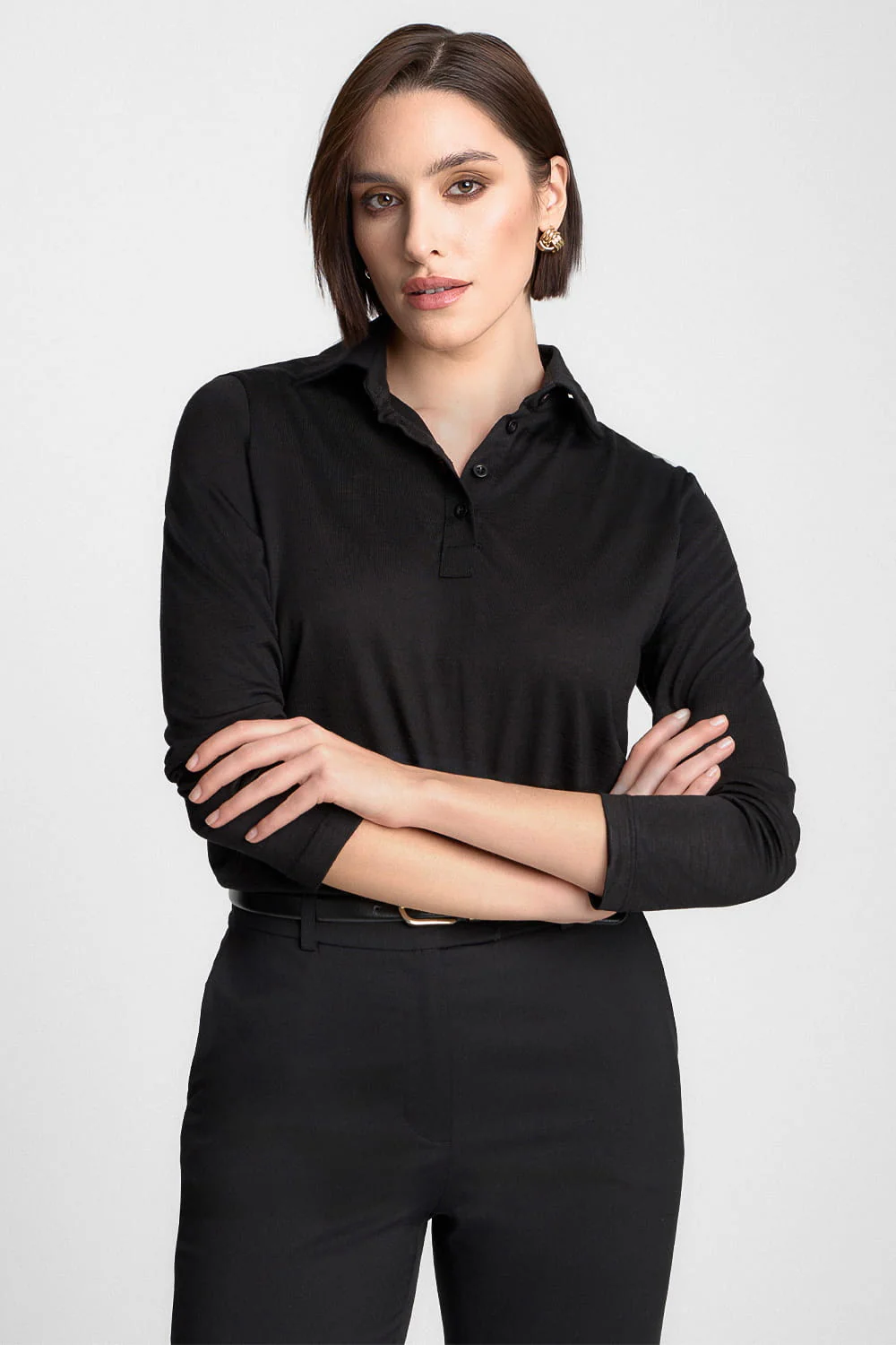 Longsleeve Polo Miss Merino Black