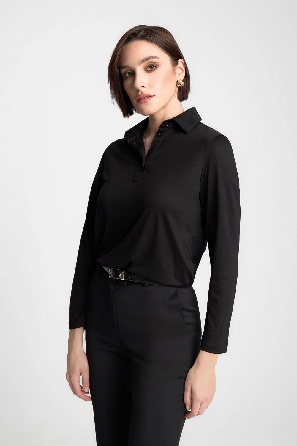 Longsleeve Polo Miss Merino Black - Image 4