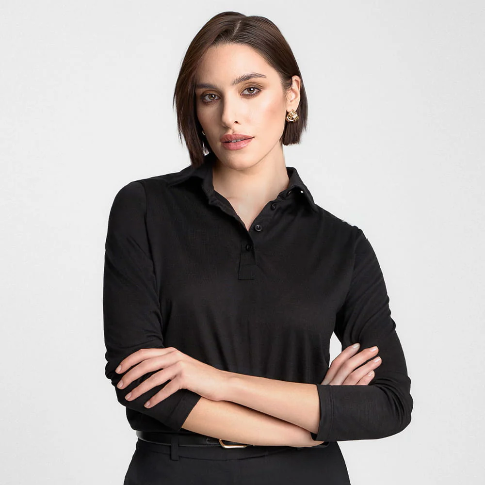 Longsleeve Polo Miss Merino Black - Image 8