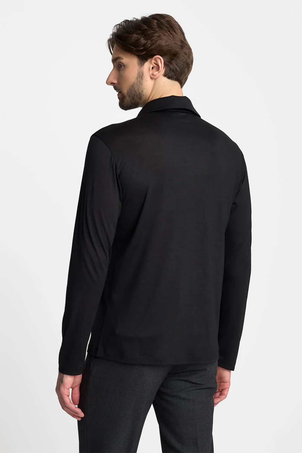 Longsleeve Polo Mr Merino Black - Image 5