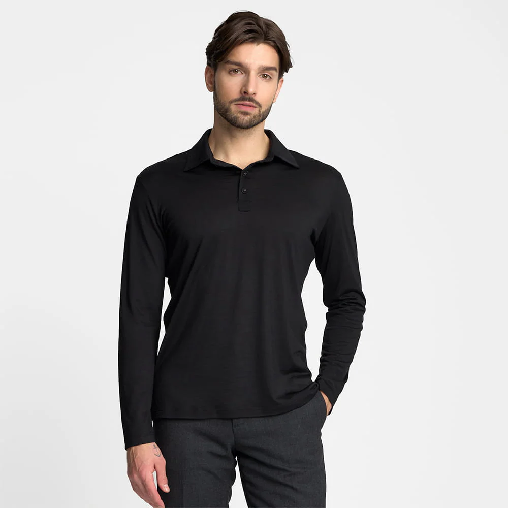 Longsleeve Polo Mr Merino Black - Image 7