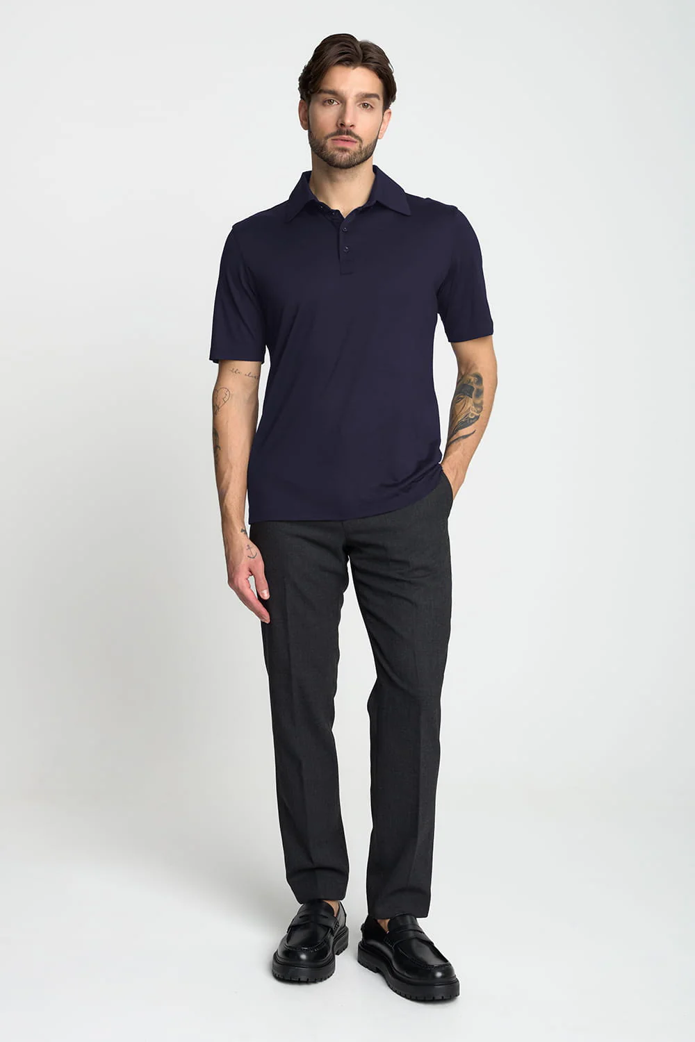 T-shirt Polo Mr Merino Navy - Image 3