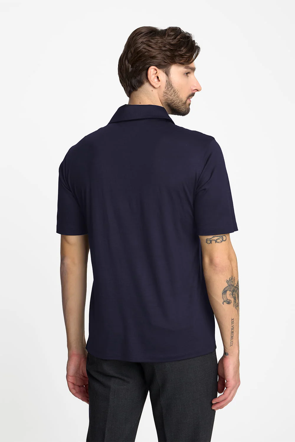 T-shirt Polo Mr Merino Navy - Image 5