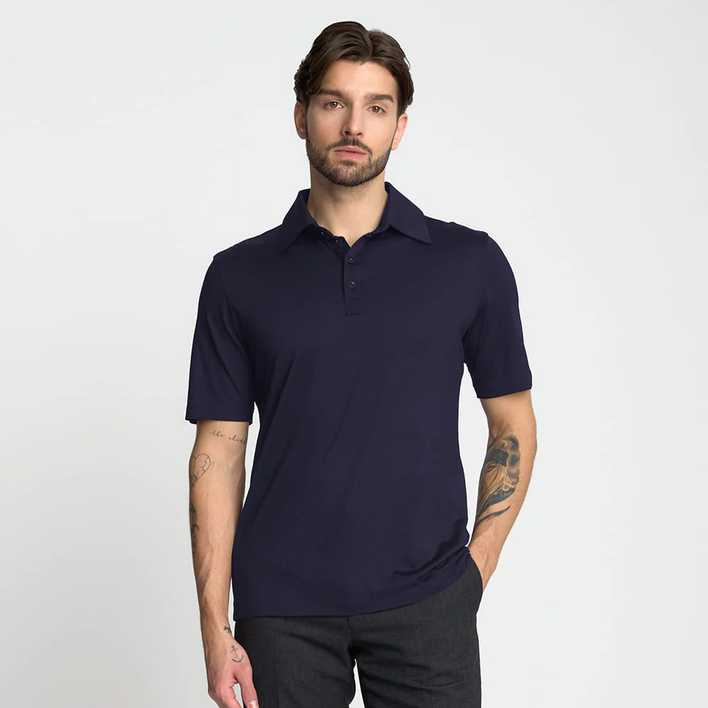 T-shirt Polo Mr Merino Navy - Image 7