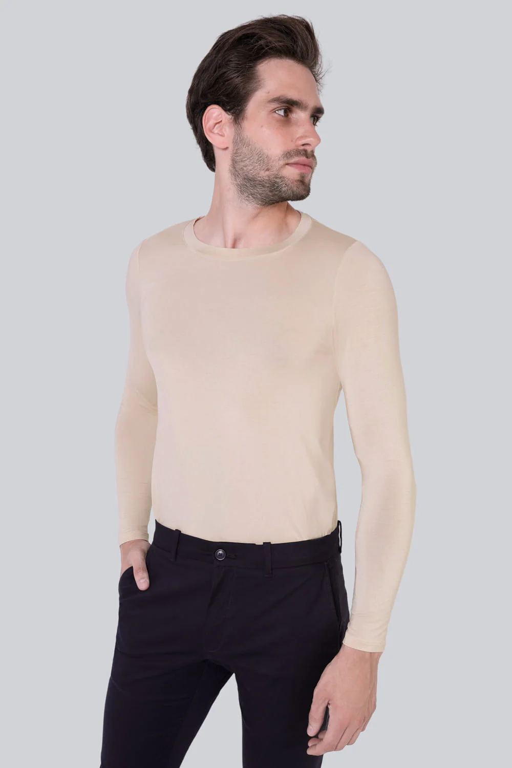 Longsleeve Mr Invisible C-neck Sand - Image 3