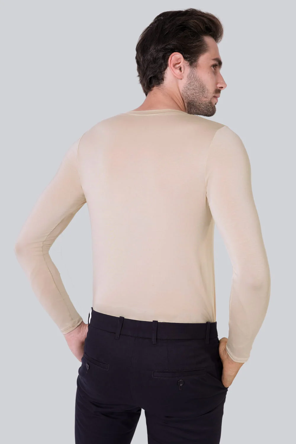 Longsleeve Mr Invisible V-neck Sand - Image 4