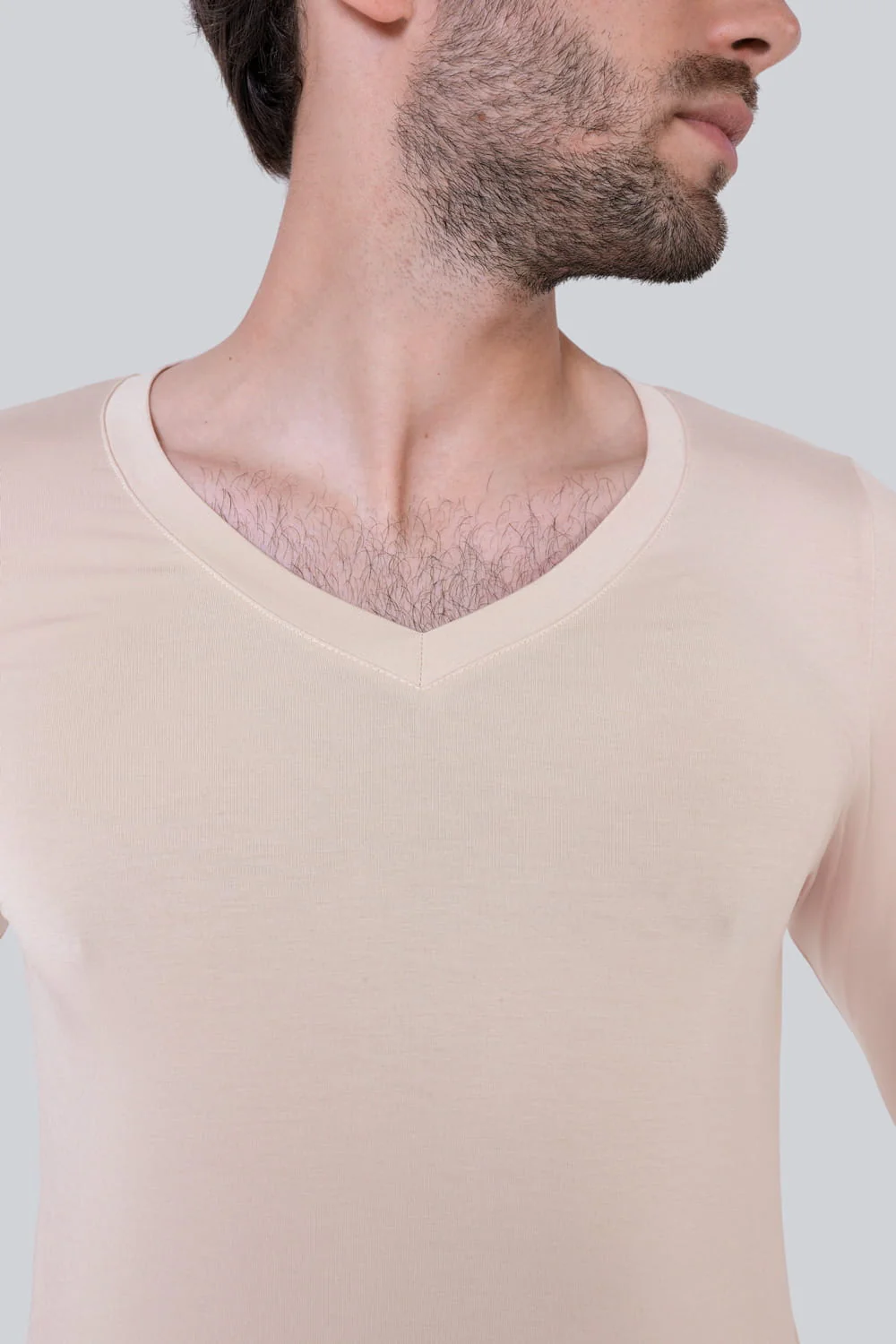 Longsleeve Mr Invisible V-neck Sand - Image 6