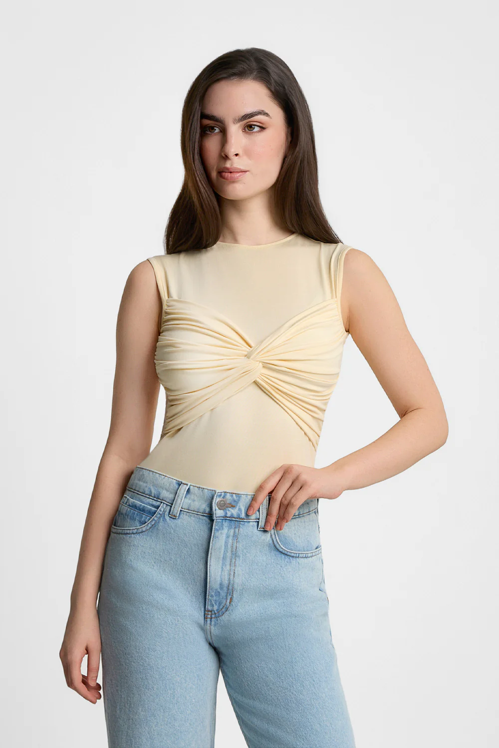 Top Miss Draped Butter Yellow - Image 3