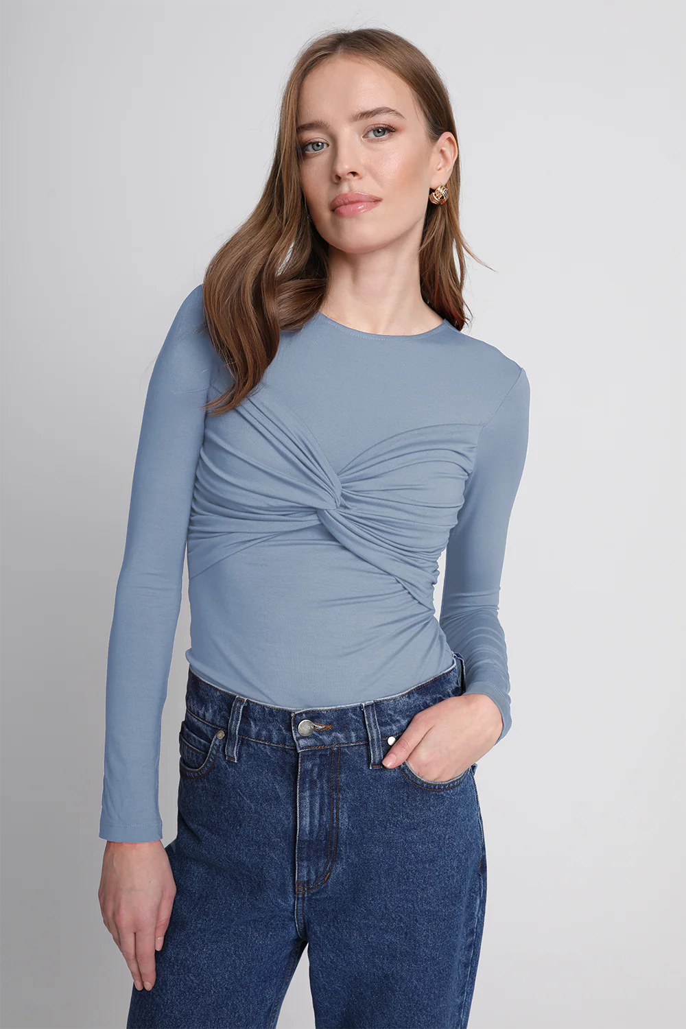 Longsleeve Miss Draped Silver Blue - Image 5
