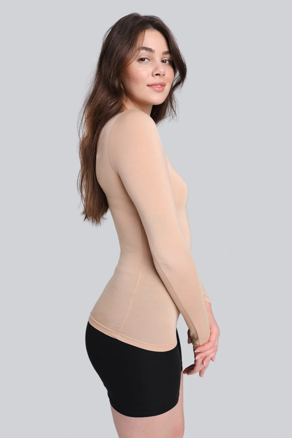 Longsleeve Miss Invisible V-neck Nude - Image 4