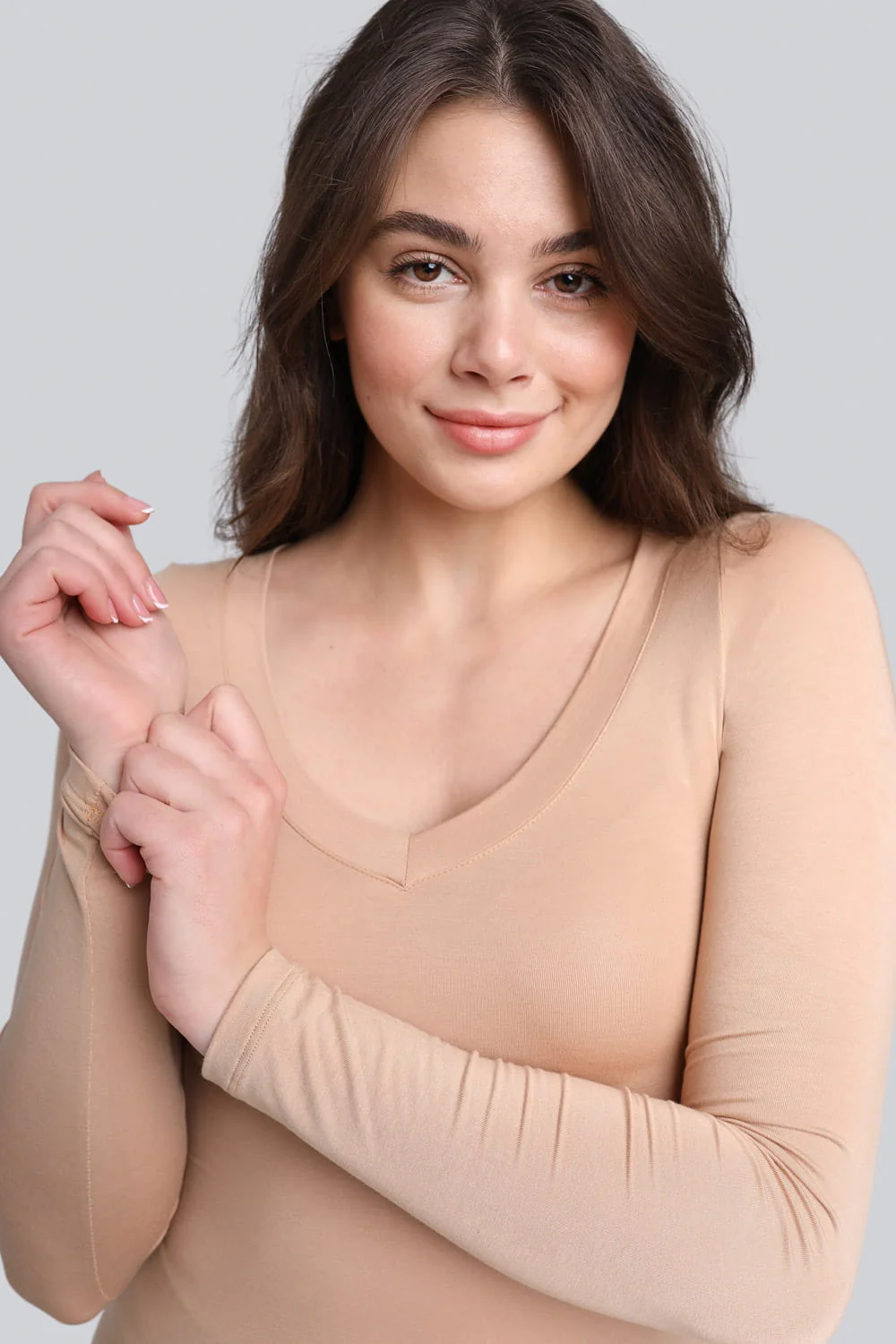 Longsleeve Miss Invisible V-neck Nude - Image 8