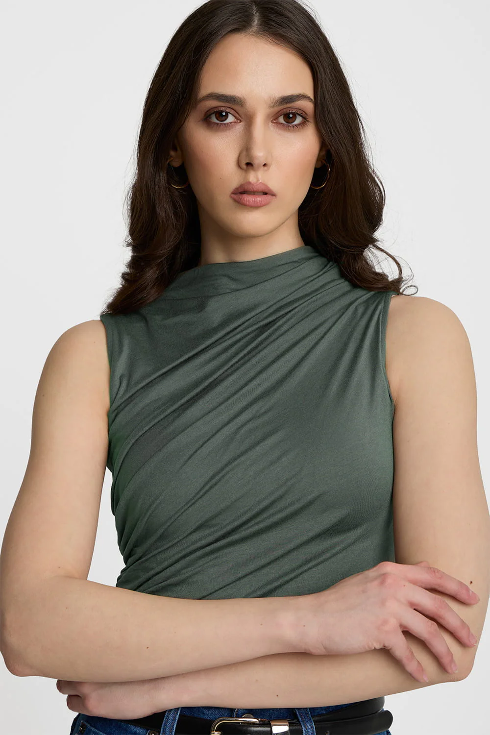 Top Miss Sculptural Olive - Image 3