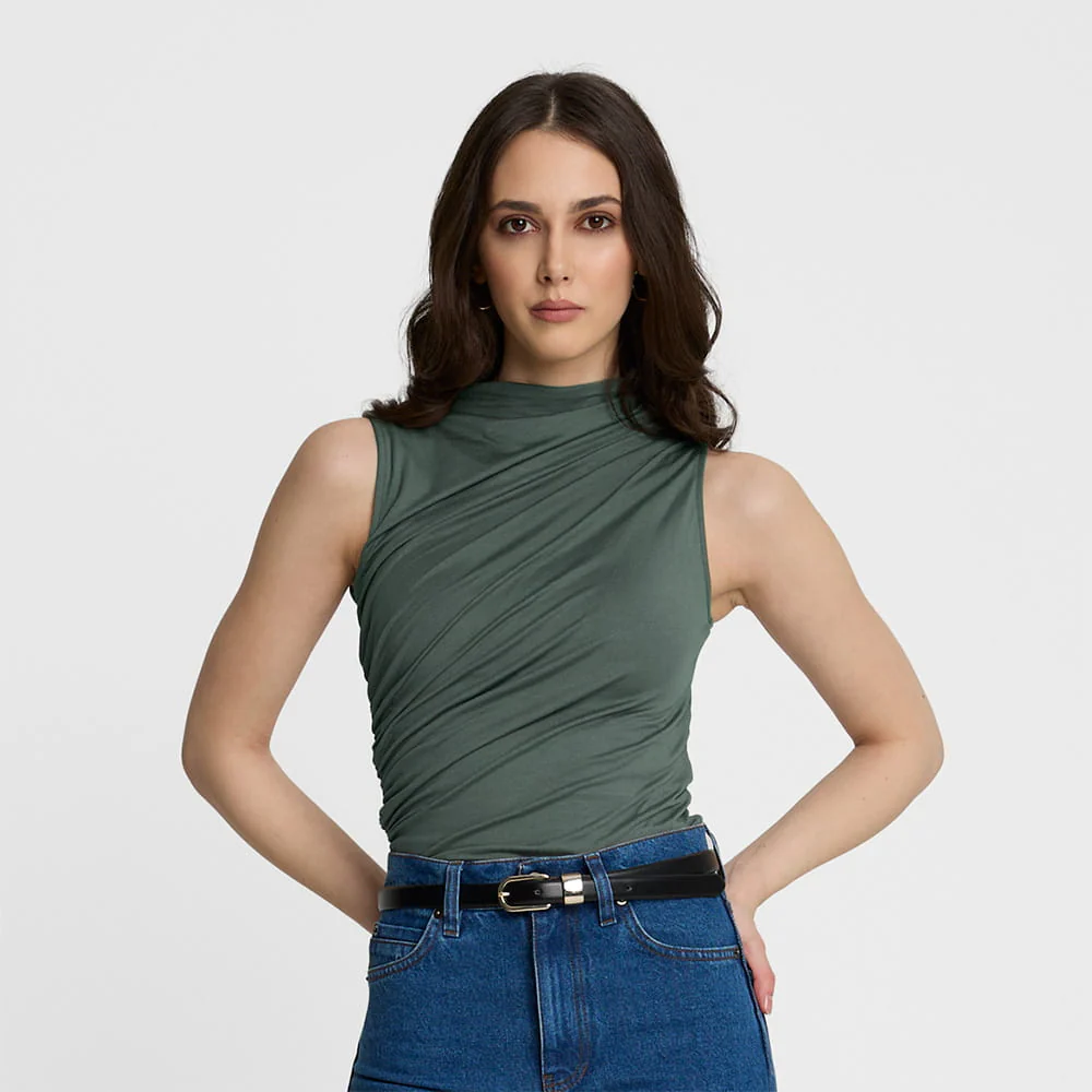 Top Miss Sculptural Olive - Image 8