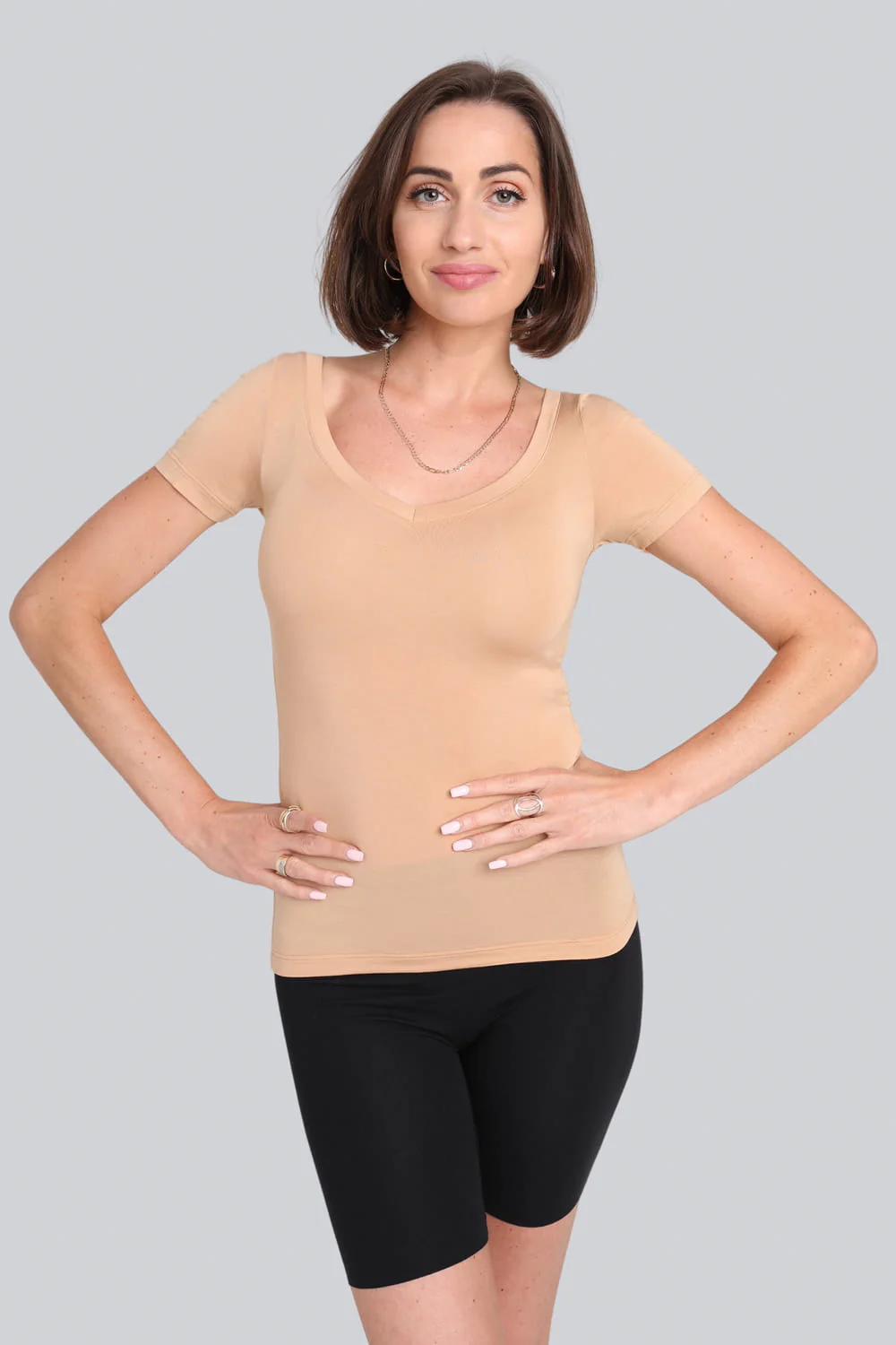 T-shirt Miss Invisible V-neck Nude - Image 7